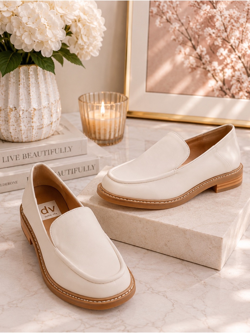 DV by Dolce Vita Ivory Slip-On  Leather ”Flirty” Loafers